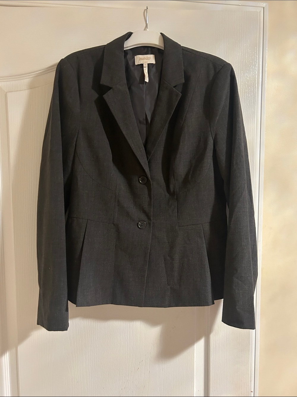 Laundry By Shelli Segal Charcoal Tailored Two-Button Blazer